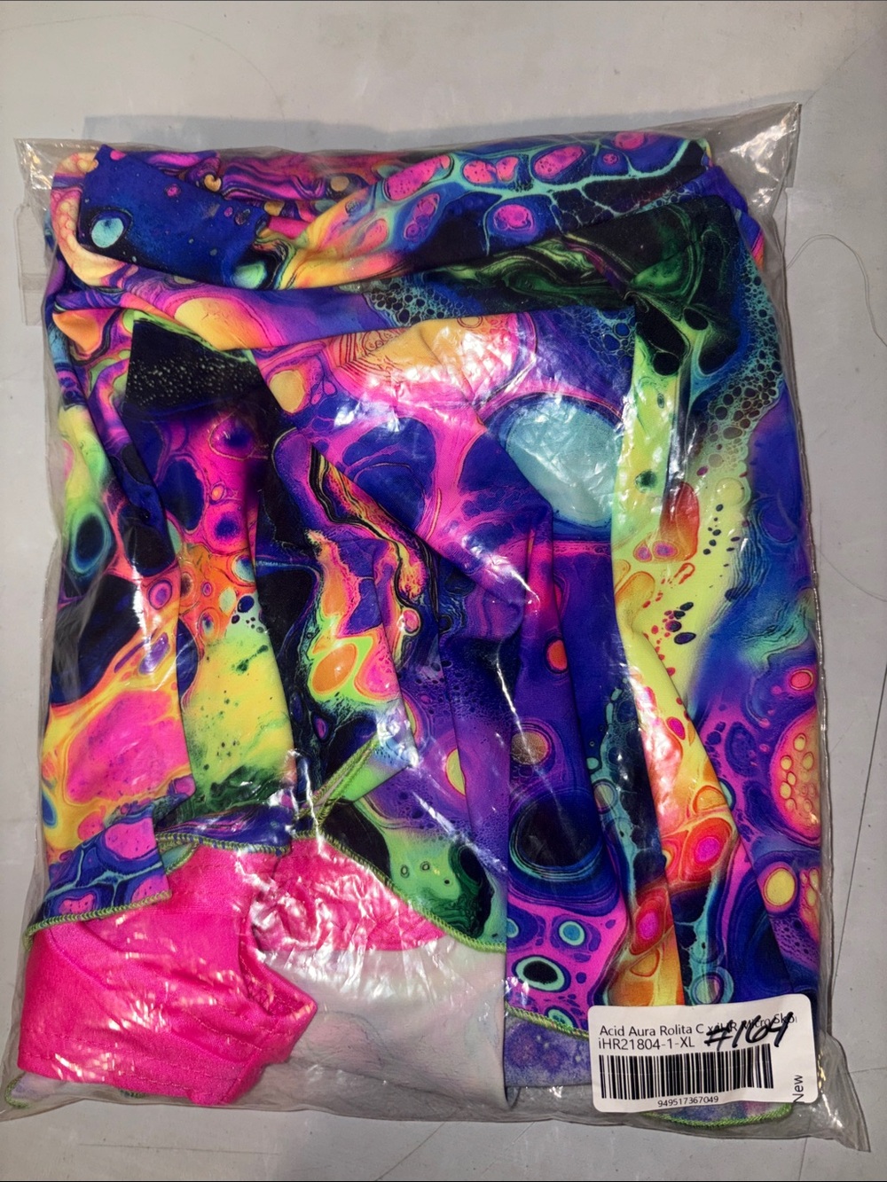 #164 XL Acid Aura Neon Print skirt with shorts